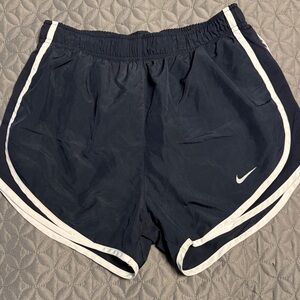 Nike Women's Dark Blue and White Sports Shorts